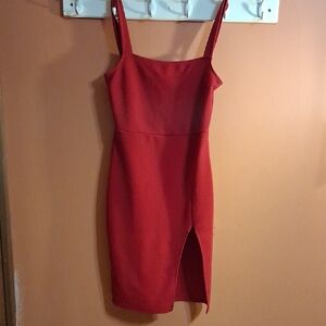 SHEIN Red Sleeveless Slit Mini Dress